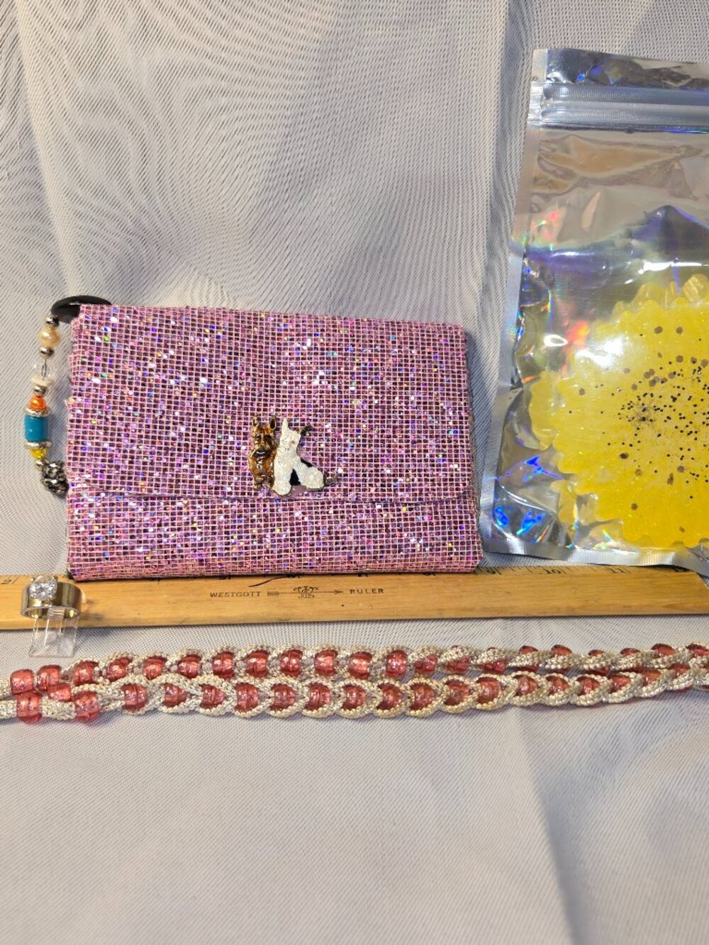 Western Accessory Lot Sparkle Lined Wallet Beaded Necklace Costume Ring Freshie